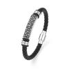 Amazon Pulsera de Cuero para Hombre de Acero Inoxidable Pulsera de Cuero Tejida a Mano Brazalete Joyería Simple y Moderna Ol089