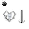 Aleación de Titanio F136 0.9 Diente Gatito Gamer Espina Gota de Agua Corazón Pendientes Clavos Labiales Clavos del Cartílago Auricular Joyería para Perforaciones