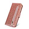 Aplicável a Samsung note20 glitter zipper cordão de couro para celular estojo de couro A21s carteira estojo protetor multifuncional titular de cartão