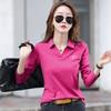 Camiseta de Manga Larga con Cuello de Solapa para Mujer, Primavera y Otoño 2025, Camiseta Básica de Algodón Bordada, Diseño de Bordado Versátil Casual, Moderna y Casual