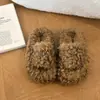 Pantuflas tipo mule de estilo coreano, con tonos cálidos y pelo rizado, suelas suaves y gruesas, diseño antideslizante, adecuadas para ir al trabajo, versátiles y con diseño de punta cerrada.