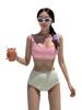2024 Estilo Coreano Novo Roupa de Banho Feminina Sexy Colorblock Esportivo Colete Biquíni Fonte Termal Férias Biquíni