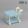 Mini Muebles Artificiales Pequeños Refrigerador Carrito de Comedor Caja Registradora Carrito de Compras Estante para Pasteles y Verduras Estante de Doble Cara Juguetes para Casa de Juego