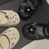 Zuecos de Flor con Perlas Estilo Xiaohongshu, Zapatos de Ballet con Lazo Sencillo, Hebilla de Zapato Desmontable DIY de Perlas