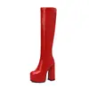 Plataforma de agua de comercio exterior botas de tacón grueso de tacón alto botas de caballero de tacón alto botas finas pero hasta la rodilla tallas grandes 40-46 comercio exterior