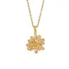 Collar colgante con diseño de flor de circón microincrustado de comercio exterior transfronterizo para mujer, chapado en cobre, oro real de 18 quilates, moda, Joker, sentido de alta gama