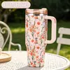 Taza de agua personalizada transfronteriza con alto atractivo estético, logo personalizado, taza de hielo impresa de gran capacidad, taza aislada portátil con pajilla, personalización