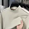 Moletom térmico de fleece autocalorífico dupla face para homens, novo modelo outono 2026, gola alta, espessado, quente, camisa de base de manga comprida