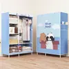 Guarda-Roupa Simples com Cabides Duplos, Guarda-Roupa de Tecido com Reforço de Tubo de Aço, Guarda-Roupa com Estrutura de Aço, Armário Dobrável para Armazenamento de Dormitório, Guarda-Roupa à Prova de Poeira, Transfronteiriço