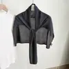 Chal de Punto de Lino para Mujer, Estilo Delgado de Primavera y Verano, Protección para el Cuello, Capa para Habitación con Aire Acondicionado, Versátil, Tacto de Alta Gama, Chal de Color Sólido