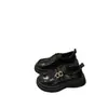 Zapatos de cuero para mujer 2026 modelo nuevo, de suela gruesa, retro, mocasines de moda, estilo británico, negros, zapatos de suela única antideslizantes