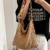 Bolsa Tote de Gran Capacidad Estilo Étnico Tejida para Playa con Logo de Temu Amazon, Bolso de Hombro Floral para Mujer, Versátil de Tamaño Mediano