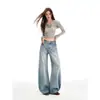 Calça Jeans Reta Lavada para Mulheres, Tendência Verão 2026 Novo Estilo, Alta e Emagrecimento Calças Largas Soltas