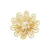 Broche de Flor de Oro con Encaje de Cobre Multicapa de Pétalos Broche Floral de Nicho de Alta Gama Accesorio para Mujer