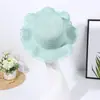 Bolsa de balde tecida à mão, bolsa transversal de palha para praia, conjunto de chapéu de sol de palha de verão para crianças com franja ondulada