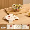 Caixa de Almoço de Vidro Coelho Tomate Original Xilekou, Caixa Bento Especial para Aquecimento no Micro-ondas, Novo Modelo para Trabalhadores de Escritório Levarem Refeições