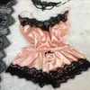 Nuevo Estilo Europeo y Americano Ropa de Casa, Conjunto de Pijama Camisola con Ribete de Encaje Moderno y Cómodo, Conjunto Sexy de Encaje de Malla