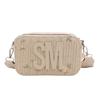 Bolsa de Palha Tecida de Verão para Mulheres 2025 Novo Estilo Pequena Fresca Flor de Renda Tecida Pequena Quadrada Versátil Bolsa de Ombro Transversal
