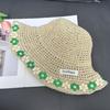 Chapéu de Palha Japonês Doce Fofo Elegante Flor Pequena Pescador para Mulheres Verão Praia Férias Proteção Solar Chapéu Balde