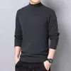 Comercio Exterior Otoño Invierno Felpa de Doble Cara Base de Punto Camiseta de Hombre Cuello Medio Alto Versátil Engrosada Cálida Manga Larga Hombre