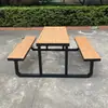 Mesas e Cadeiras de Exterior para Lazer, Uso Comercial, Pátio, Churrasco, Parque, Simples Plástico-Madeira e Madeira Anticorrosiva Conjunto de Mesa e Cadeira de Jantar para Rua
