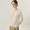 Elegante Tricô Jacquard de Seda e Caxemira Manga Média Suéter de Caxemira Feminino Outono Novo Gola Redonda Design Pulôver Top com Senso de Design