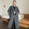Nuevo Abrigo de Lana Pura Doble Cara para Mujer Otoño/Invierno Estilo Hepburn Ropa de Abrigo