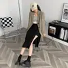 2023 Falda de Traje para Mujer Verano Nueva Falda Midi de Línea A con Abertura talla grande chica rellenita Aspecto Delgado Cintura Alta Culottes