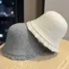 Nuevo Gorro de Punto de Lana Pura Estilo Coreano para Mujer en Otoño e Invierno, Encaje Delicado, Dulce y a la Moda, Suave y Ceroso, Gorro tipo Cubo Pequeño