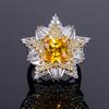 Joyería Huayoumei: collar elegante con forma de estrella y flor para mujer, anillo de estrella de cinco puntas con diamante rosa, anillo de circón citrino de lujo con luz transfronteriza.