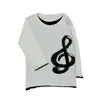 Top Vintage Y2K Falso Dos Piezas de Manga Larga con Estampado de Nota Musical y Clave de Sol, Camiseta Casual Holgada Estilo Harajuku para Mujer
