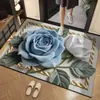 Alfombrilla de Suelo de Barro Diatomeas con Flor de Rosa Estéreo 3D para Baño del Hogar, Absorbente de Agua, Felpudo Antideslizante con Estampado de Planta Simple
