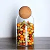 Potes de armazenamento redondos de vidro com rolhas de cortiça, de várias especificações, adequados para armazenar grãos, cereais e chá; atacado do fabricante