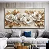 Pintura Decorativa de Parede de Fundo para Sofá de Sala de Estar Grande Horizontal Floral Mural para Cabeceira de Quarto Mural Moderno de Luxo Leve para Restaurante