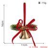 Adorno de campana dorada de Navidad con piñas, bayas rojas y lazo, Decoración para árbol de Navidad, Colgante festivo pequeño para árbol de Navidad