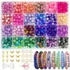 Conjunto de Contas Redondas de Vidro 8mm com 24 Compartimentos Jelly Beads Burst Beads Acessórios para Pulseira de Joias Artesanais DIY