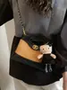 Bolsa Pequena de Bordado com Diamantes para Mulheres 2025 Nova Moda Cor Contrastante Versátil Bolsa Transversal com Corrente Super Popular Bolsa Carteiro Pequena
