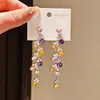 Luz Fluida de Videira Colorida~ Brincos de Tarraxa com Franja de Coração de Zircônia de Luxo Leve Temperamento Dopamina Brincos Elegantes Ornamentos de Orelha Doces de Nicho