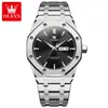 Reloj para Hombre Marca Oulisi, Mismo Modelo que A.P., Totalmente Automático, Ultradelgado, Cuadrado, Luminoso, Correa de Acero, Calendario