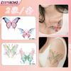 Adesivo Tatuagem Borboleta Colorida Impermeável Feminino Longa Duração Dopamina Sentido Avançado Braço Clavícula Adesivo Padrão Pequeno Fresco