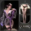 Lingerie de Renda para Jovens Mulheres, Sensual e Sedutora, Kimono com Amarração na Cintura, Conjunto de Lingerie Provocante e Erótico