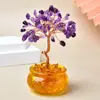 Cornucópia de Vidro Cristalizado Base Árvore da Fortuna Decoração Criativa para Mesa de Escritório Cristal Rosa Cristal Colorido