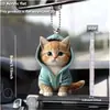Pendente de Skateboard Plano de Acrílico Novo Transfronteiriço, Gato Carro, Branco Leitoso Padrão