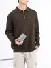 Tejido de Punto Polo para Hombre para Otoño e Invierno, de Alta Gama, de Negocios, con Cuello Solapa, Manga Larga, Rayas Verticales, Polo de Punto con Media Cremallera