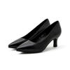 Sapatos de trabalho profissionais de couro macio femininos pretos para entrevistas de funcionários públicos, salto alto, etiqueta de comissária de bordo, sapatos femininos para deslocamento diário