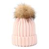 Nuevo estilo de gorro con pompón grande de pelo para hombre y mujer otoño e invierno exterior combinable con todo pompón de pelo real de mapache gorro de punto cálido gorro para padres