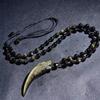 Colgante Diente de Lobo de Obsidiana de Hielo Natural Piedra de Germanio Dorado Ojos Arcoíris Colgante de Regalo para Hombres y Mujeres Collar