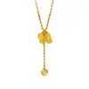 Collar de Calabaza de la Fortuna Dorado Latón Chapado Dorado Color Duradero que Conserva el Color Efecto Hielo Brillante para Mujer, Cadena Clavicular Versátil de Lujo Ligero con un Toque de Alta Gama