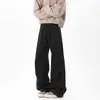 Pantalones Casuales Lavados de Temporada de Primavera y Otoño para Hombre, Marca de Moda Estilo Americano Retro Plisados Ropa de Trabajo Rectos Sueltos Caídos Patchwork de Pierna Ancha
