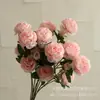 Arranjo de Flores para Casamento Peônia de 3 Cabeças Decoração Guia de Estrada Flor de Peônia Artificial Flor de Seda Europeia Peônia Ocidental Buquê Artificial